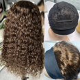 thumbnail image 2 of Peluca con diadema XSY, cabello humano marrón chocolate, ondulado profundo, 16 pulgadas, 2 of 5