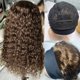thumbnail image 2 of Peluca con diadema XSY, cabello humano marrón chocolate, ondulado profundo, 16 pulgadas, 2 of 5