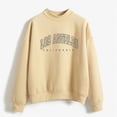 thumbnail image 2 of CUZIBR Womens Sweatshirt Letter Print Graphic Long Sleeve Loose Mockneck Sweatshirts Retro Pullover Top Fall Winter Clothes,Yellow, 2 of 4