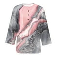 thumbnail image 4 of Qiopertar Tunique Basique à Manches 3/4 Imprimée Col Rond Boutonnée Blouses en Solde Livraison Gratuite jusqu'à 90 % de Réduction, 4 of 5