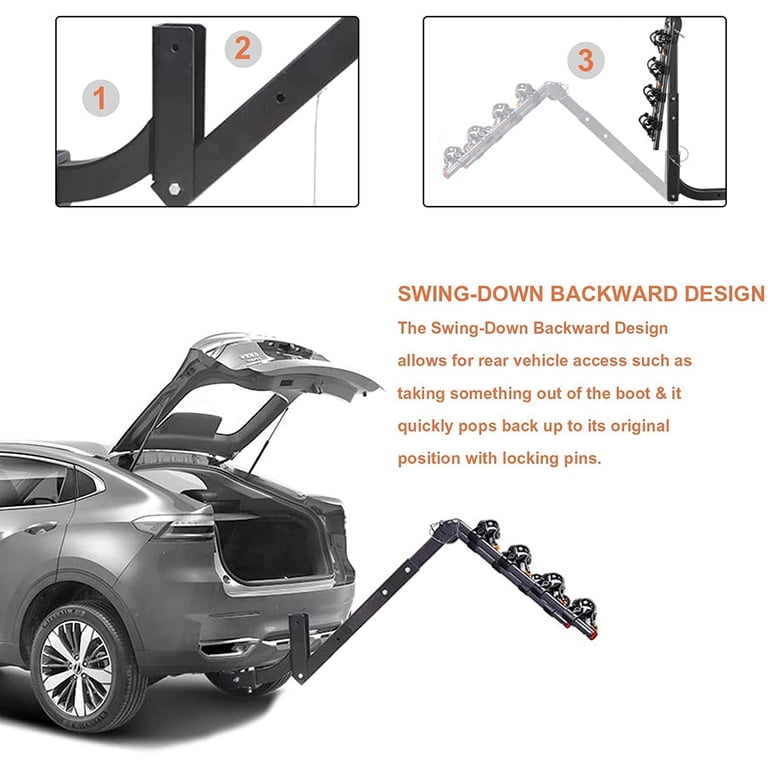 Young 4-Bike Hitch Rack - Fits 1.25" & 2" Receivers, Holds Up To 120 Lbs, Foldable Arms, Anti-Sway Cradles