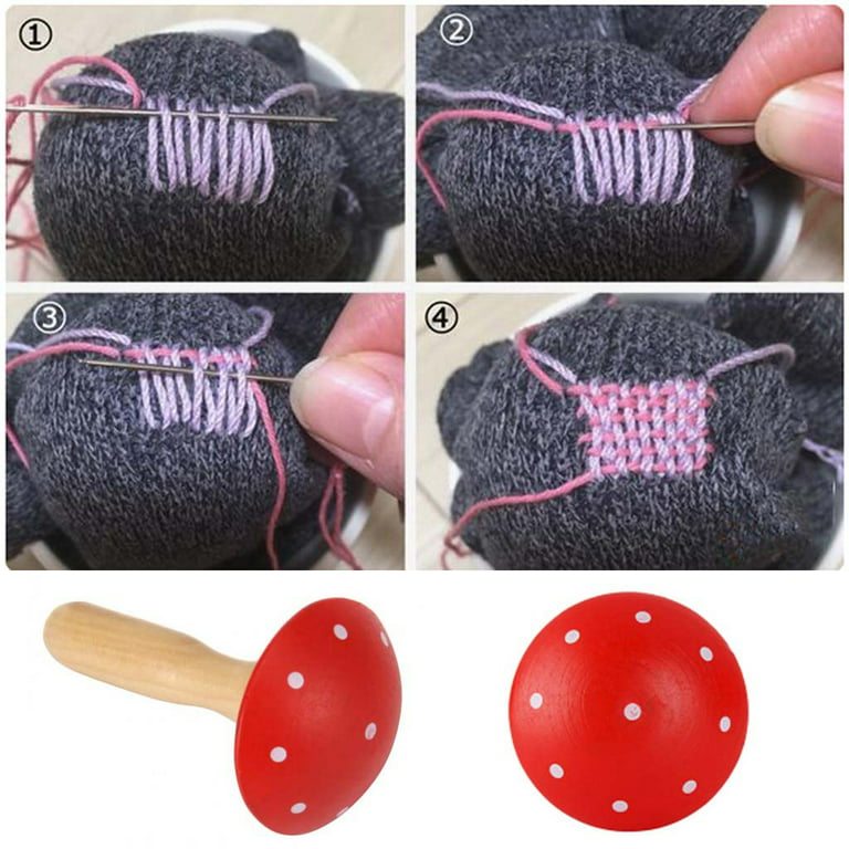 Darning Mushroom Kits Wooden Tool With Strong Handle & Gradual Curvature  For Sewing Threads Socks, Sweaters, Pants, Hats, Scarves(1 Set)