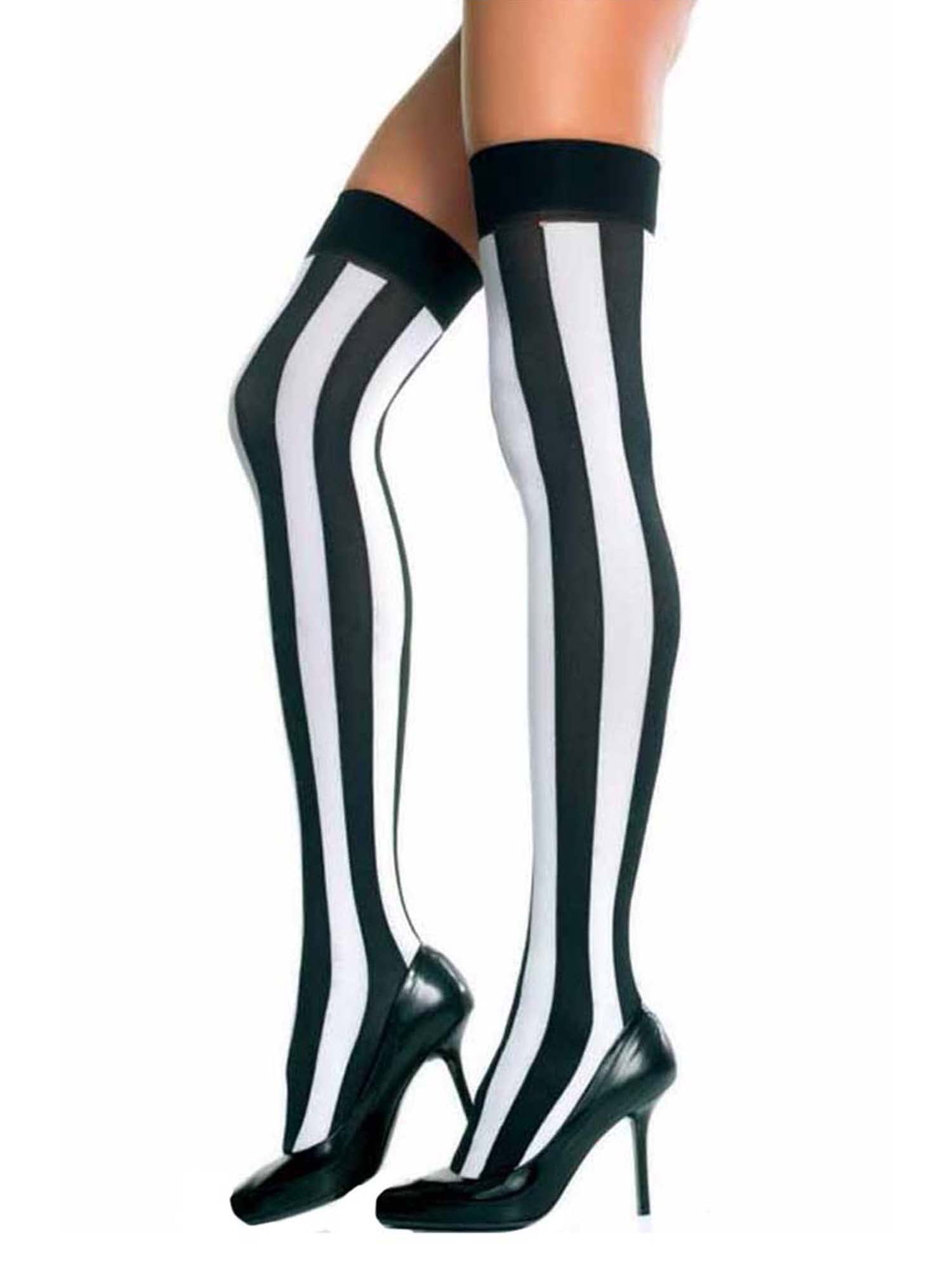 Black & White Vertical Stripe Thigh High Stockings - Walmart.com