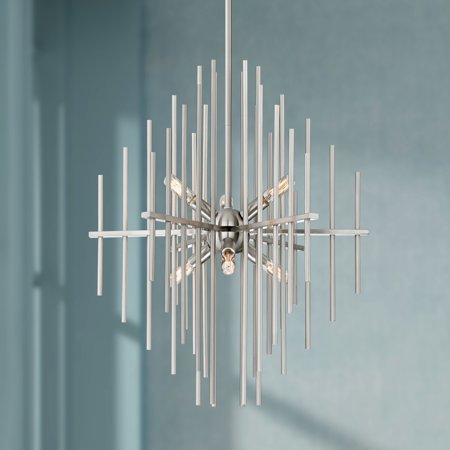 Possini Euro Design Tovia 20 Wide Brushed Nickel Rod Possini Euro Design Tovia 20 Wide Brushed Nickel Rod Chandelier