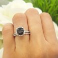 thumbnail image 4 of Dazzlingrock Collection 10K Black Sapphire & White Diamond Bridal Engagement Ring Set, White Gold, Size 7.5, 4 of 5