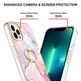 thumbnail image 3 of SaniMore for iPhone 13 Pro 6.1" 2021 Case with 360 Degree Rotating Metal Ring Shockproof TPU Backplane Marble Pattern Luxury Fashion Anti-drop Cover For iPhone 13 Pro, Rosegold, 3 of 4