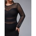 thumbnail image 4 of CurveSoul Plus Size Women Patchwork Long Sleeve Glitter Bodycon Dress Fashion Party Slim Sheer Mesh Dress, 4 of 6