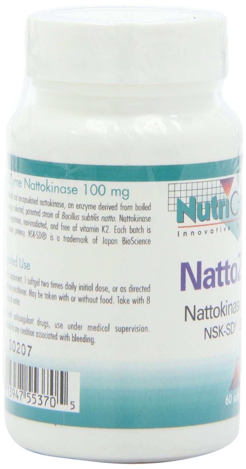 NutriCology NattoZyme 100 mg - Supplement to Support Healthy Circulation - Delivers 100 mg Nattokinase NSK-SD from Fermented Soybeans per Serving - 60 Servings - 60 Softgels