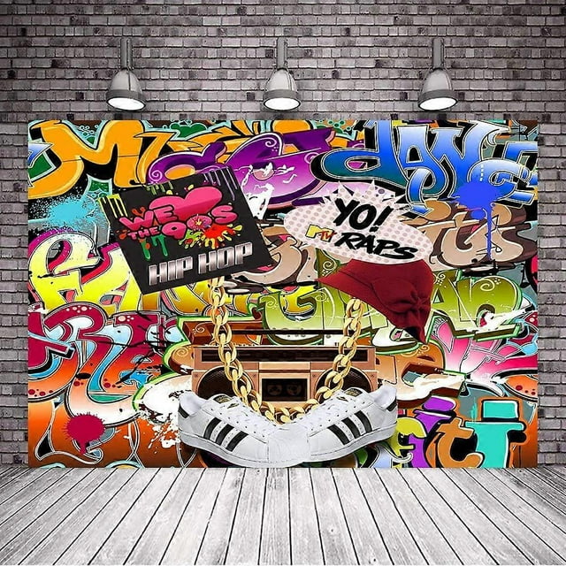 7x5ft Backdrop 80's 90's Themed Party Decoration Hip-Hop Graffiti Style Photo Booth Background Studio Props LXVV652