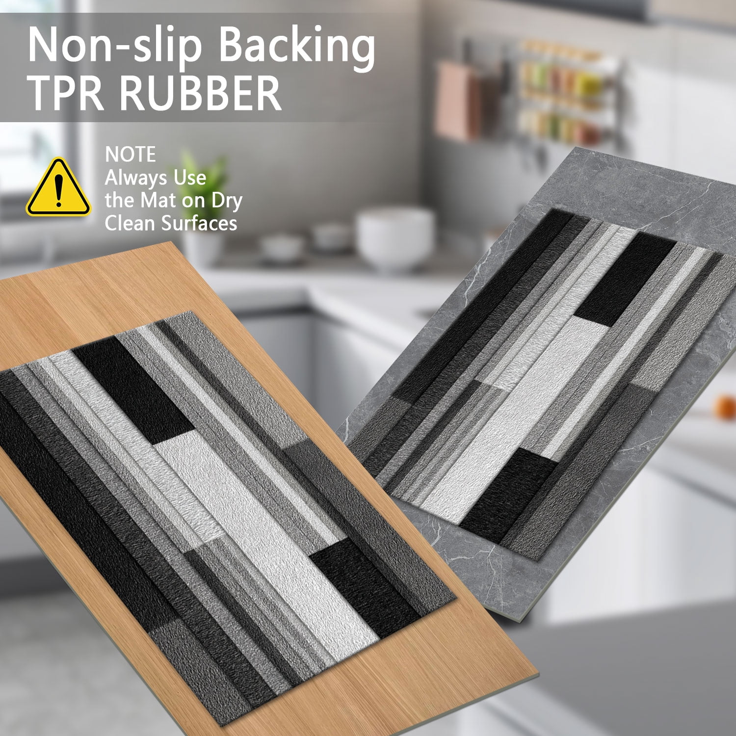 3 Piece Kitchen Rug Set, Non-Slip And Washable, Abstract Pattern Kitchen Hallway Rug, Soft And Comfortable, Suitable For Sinks, Floors, Entrances, Hallways and Bathrooms
