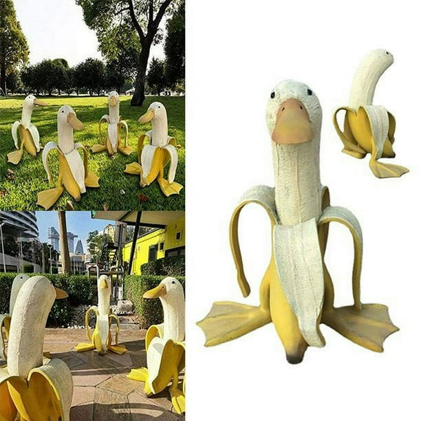 CNKOO Banana Duck Statue Funny Cute Peeled Banana Duck Cute Decoratie