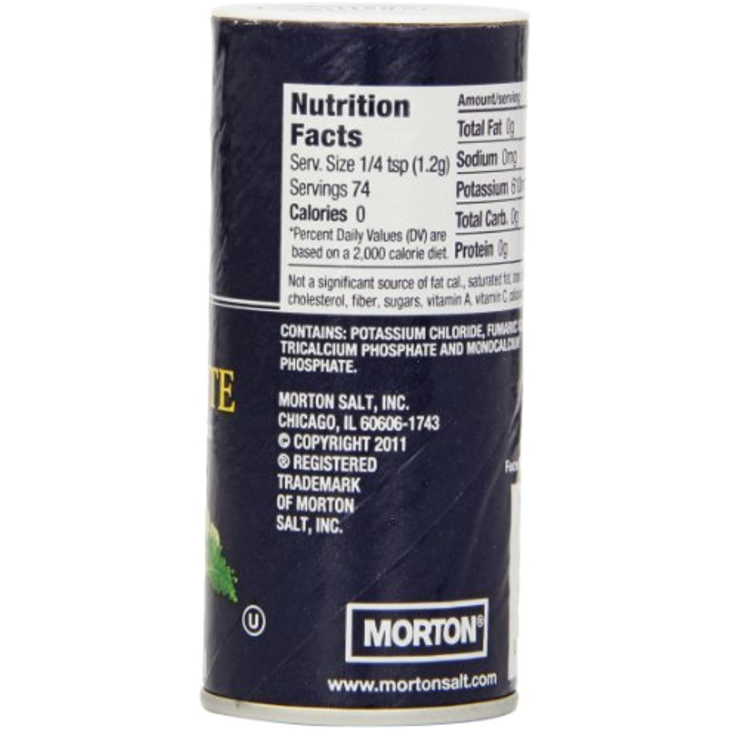 Morton Sodium Free Salt Substitute, Sodium-Restricted Diets 3.12oz (6 Pack)