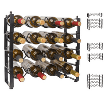 4 Tier Wine Bottle Holder, 16 Bottles Wine Storage, Wine Bottle Rack Stackable, Wine Storage Rack for Cabinet Pantry(Black, Version 1.0)