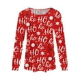 thumbnail image 4 of Christmas Shirts for Women Fall Tops Loose Fit Pleated Long Sleeve Shirts Casual Crew Neck Christmas Print Blouse Plus Size Tees, 4 of 5