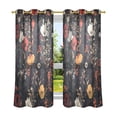 thumbnail image 6 of Yayeee Window Curtains Light Filtering 63"x52" Grommet Panel Pair Home Living Room Decor, Black Floral Pattern, 6 of 7