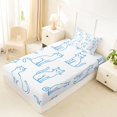 thumbnail image 5 of Manfei Minimalism Cat Twin Sheets, Simple Line Animal Bedding, Royal Blue White, 3-Piece, 1 Flat Sheet, 1 Fitted Sheet and 1 Pillowcase, 5 of 6