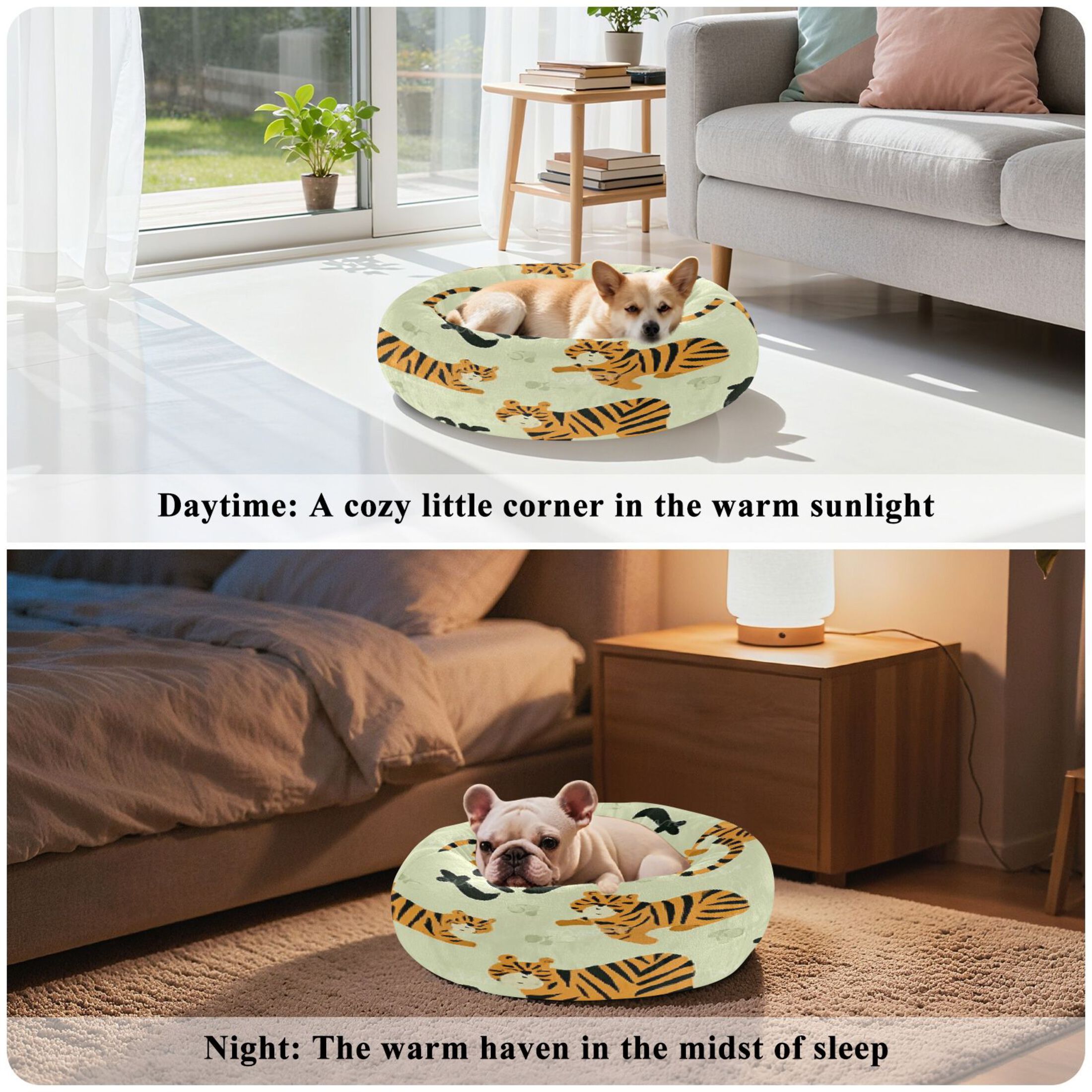 Iauyy Pet Couch Donut Cat Bed for Indoor Cats/Small Dogs Washable & Machine with Non-slip Bottom Calming Cat Furniture, Vivid (M)