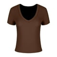 thumbnail image 5 of ZyeKqe Going out Tops for Women Short Sleeve Shirts Deep V Neck T Shirts Stretchy Slim Fitted Tees, 5 of 7