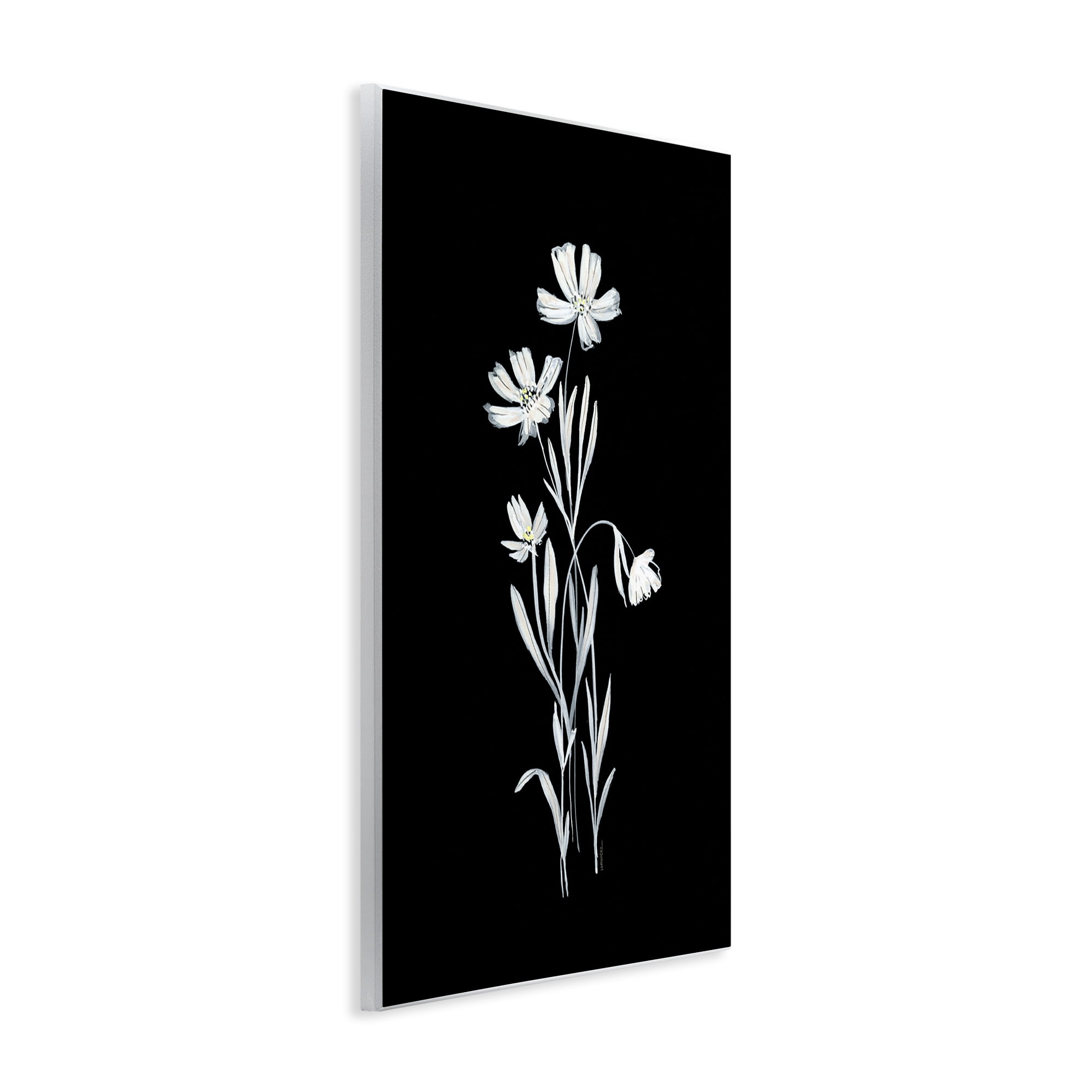 Stupell Industries Tall Stems on Black Plants & Flowers Painting Unframed Art Print Wall Art, 10 x 15