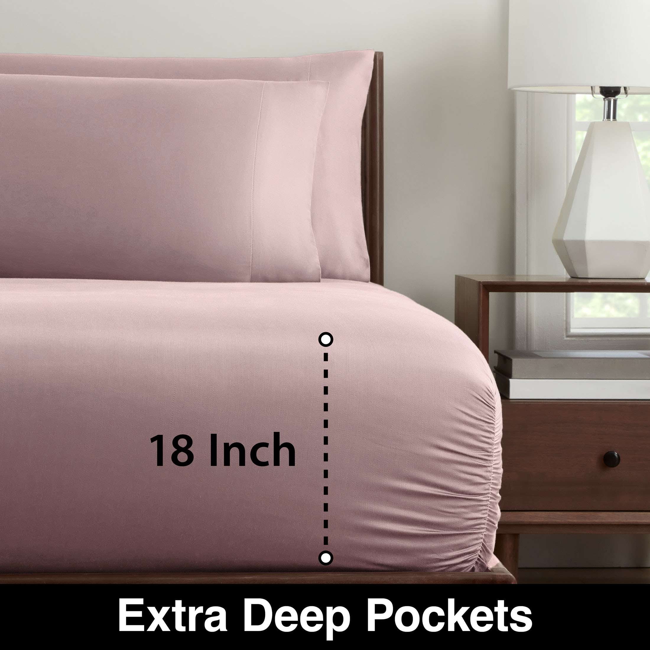 Allswell Soft & Silky 4-Piece Mauve Dream Viscose from Bamboo Sateen Bed Sheet Set, Queen