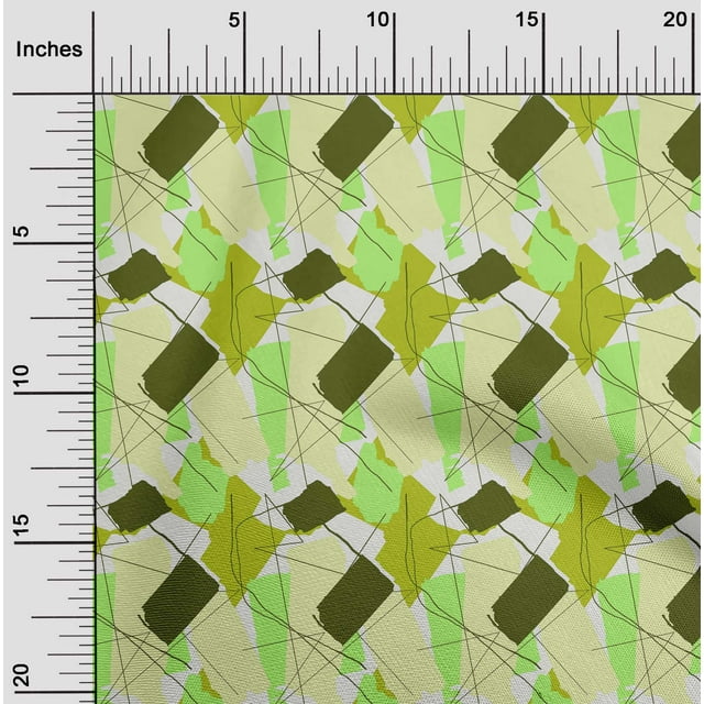 oneOone Polyester Lycra Olive Green Fabric Triangle & Brush Stroke Abstract Fabric For Sewing Printed Craft Fabric By The Yard 56 Inch Wide