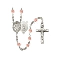 thumbnail image 1 of Scapular Silver-Plated Rosary 6mm October Pink Fire Polished Beads Crucifix Size 1 3/8 x 3/4 medal charm, 1 of 1