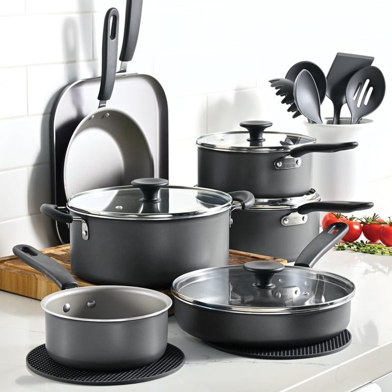 Tramontina Primaware 18-Piece Nonstick Cookware Set, Asphalt