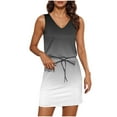 thumbnail image 2 of Women's Summer Casual Sleeveless Beach Dress Fashion Women's Printing V-Neck Sleeveless Dresses Casual Pockets Comfortable All Occasion Wear Boho Bandage Midi Sun Dress Spring Black L, 2 of 8