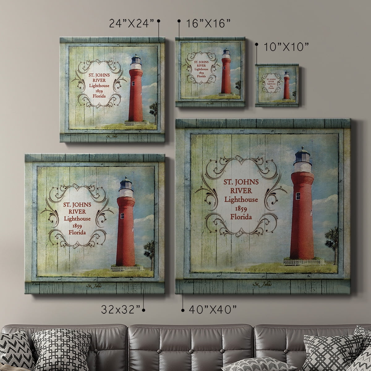 Wexford Home Florida Lighthouse XI-Premium Gallery Wrapped Canvas, 24" x 24" - Ready to Hang