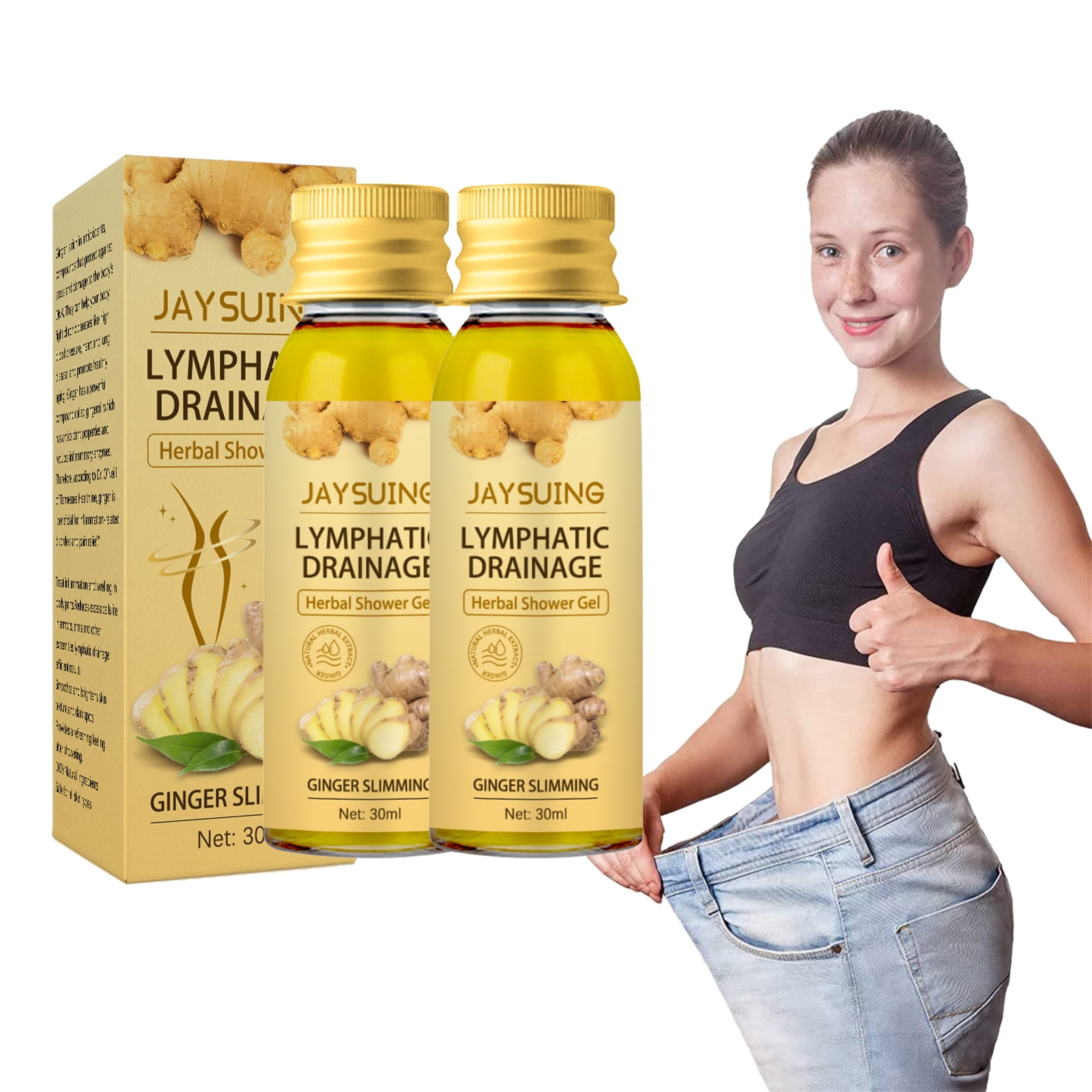 Lymphatic Drainage Plant Shower Gel - Ginger Lymphatic Drainage Shower Gel, Natural Organic Moisturizing Refreshing Shower Gel for rejuvenating the skin