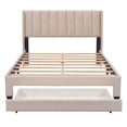 thumbnail image 3 of Queen Storage Bed with Big Cushioned Ottoman, New Upgraded Upholstered Platform Bed with Headboard, No Box Spring Needed, Heavy Duty Bed Frame for Adults, 650 lbs Capacity, Beige, 3 of 10