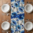 thumbnail image 4 of Table Runner 72 Inches Long for Kitchen Dining, Blue Flowers Dresser Scarf Farmhouse, Dining Table Decorations for Wedding/Parties, Spring Watercolor Floral Leaves Plants Beige 16 x 72 In, 4 of 8