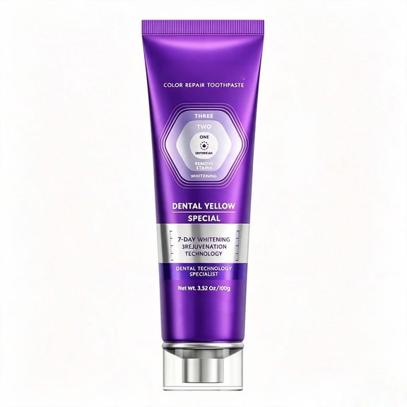 RuWeoMaa Purple Teeth Whitening Toothpaste, Triple Bead Stain Removal Purple Toothpaste for Yellow Teeth, Gentle Non-Bleach Formula for Sensitive Gums, Daily Oral Care, 3.53oz/100g