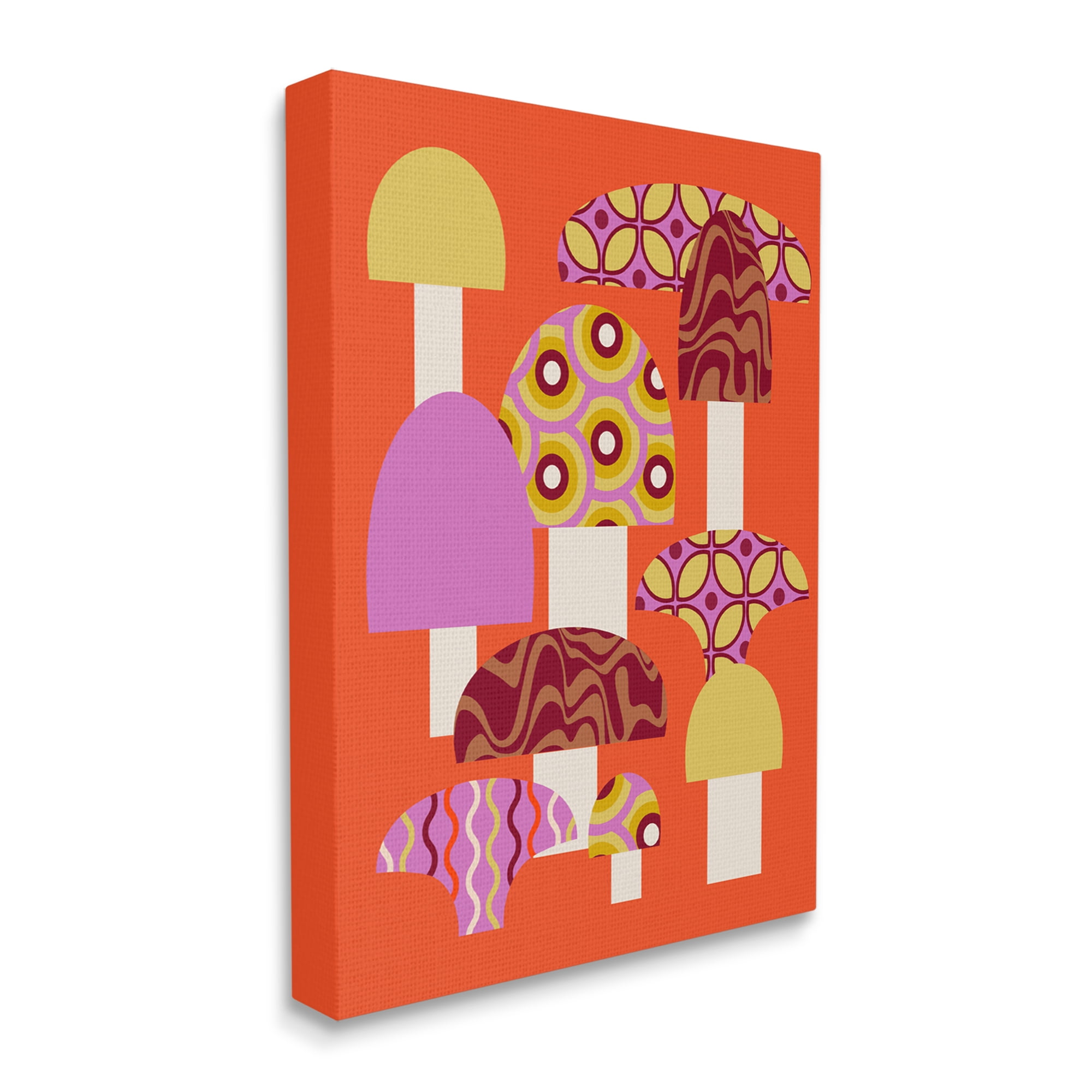 Stupell Industries Retro Patterned Mushrooms Botanical & Floral Painting Gallery Wrapped Canvas Art Print Wall Art, 36 x 48