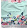 thumbnail image 1 of Soimoi Green Cotton Cambric Fabric Ranunculus & Chrysanthemum Floral Fabric Prints By Yard 42 Inch Wide, 1 of 5