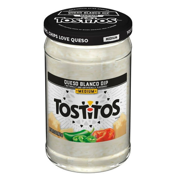Tostitos Medium Blanco Flavored Queso Dip, 23 oz Jar