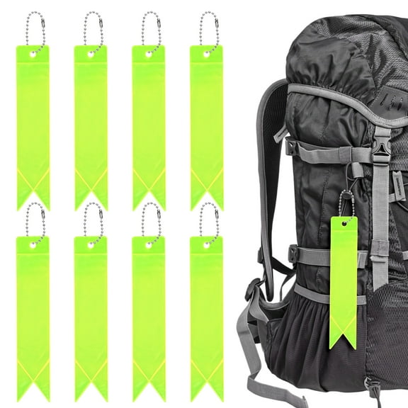 Uxcell Safety Reflector Pendants [8PCS] - Reflective Safety Keychain Gear with Chain for Backpack[Fluorescent Green-5.9IN/15CM]