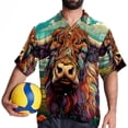 thumbnail image 4 of Yak Men's Printed Button Down Short Sleeve Casual Summer Beach Shirt - Unisex, 4 of 6