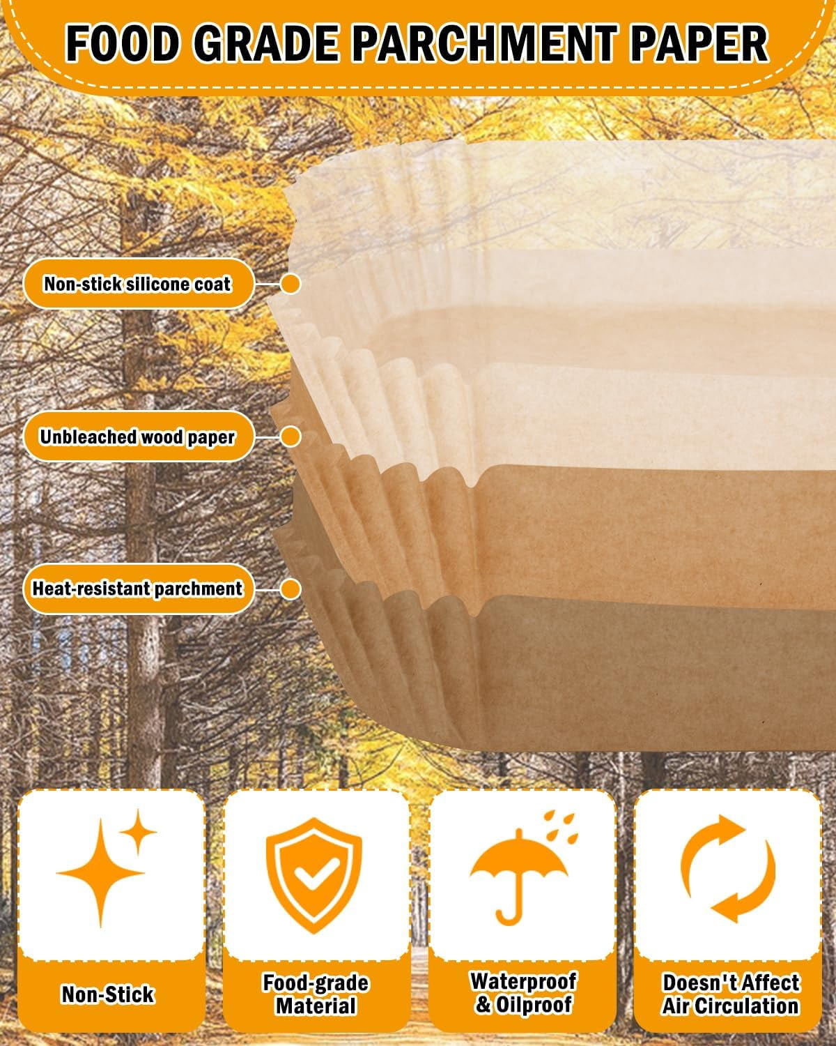 Air Fryer Disposable Paper Liner for Ninja Crispi Pro AS101CY AS101LG AS101DG 6qt & 2.5qt Glass Containers Accessories, 130PCs Square Food Grade Parchment Paper Non-Stick Oil Proof Bleach-Free
