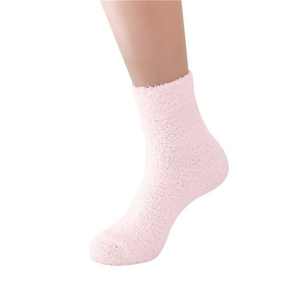 FADAACAI Women Fuzzy Slipper Socks Warm Soft Winter Plush Sleeping Socks Pink One Size Clearance!