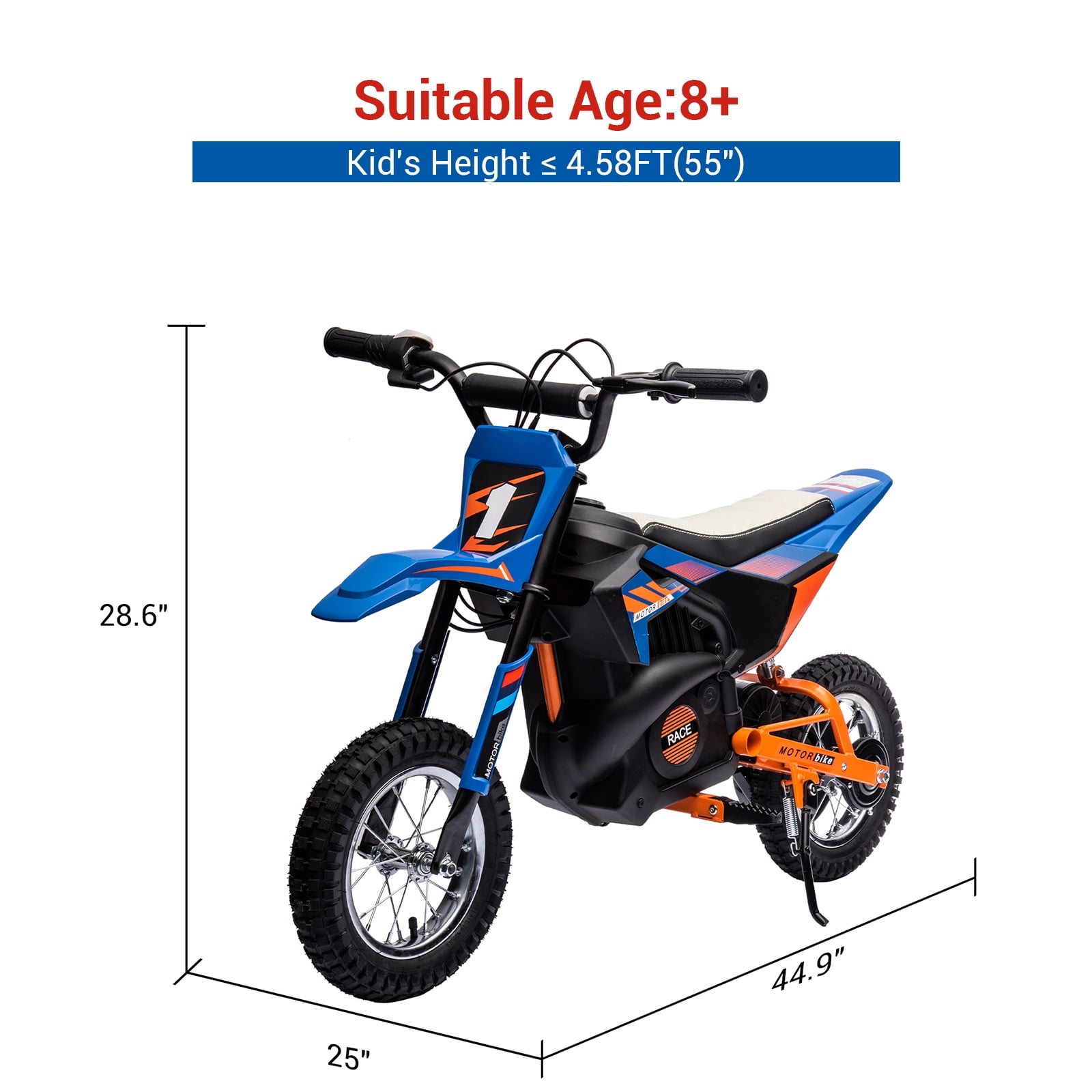 24V Electric Dirt Bike for Kids 8-12 Years, 250W Motor Off-Road Motorcycle with 13.6MPH Speed, Air-Filled Tires & Metal Suspension, 139LB Capacity