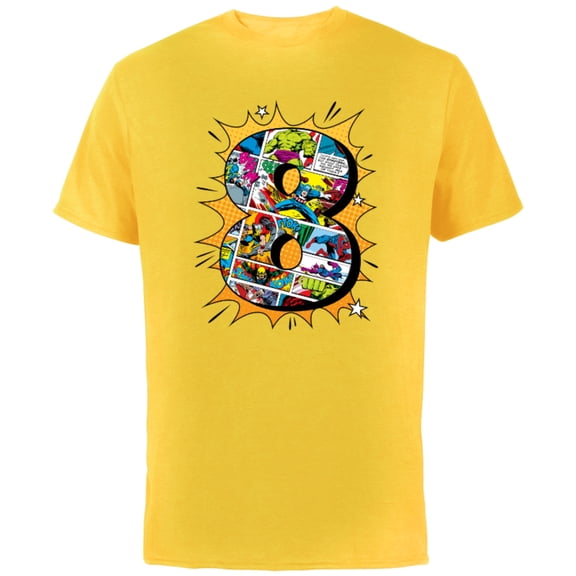 Marvel Avengers Comics 8th Birthday - Short Sleeve Cotton T-Shirt for Adults - Customized-Yellow