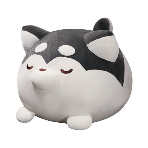 EUBUY Dog Doll Plush Toy Children Animal Doll Toy Cute Dog Plush Pillow Holiday Birthday Gift Dark Grey 30cm