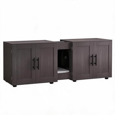 55 Double Cat Litter Box Enclosure Large Wooden Hidden Cat Washroom Furniture for 2 Cats
