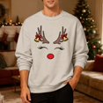 thumbnail image 3 of Christmas Sweatshirt for Men Women Long Sleeve Crewneck Loose Casual Funny Reindeer Face Graphic Sweatshirts Pullover Tops, 3 of 7