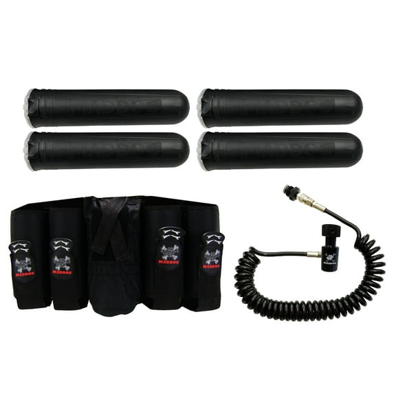 Maddog 4 1 Vertical Paintball Harness w/ Paintball Pods & Paintball Tank Remote Coil Combo Package
