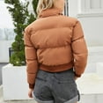 thumbnail image 2 of SWSMCLT Women's Long Sleeve Quilted Jackets Cute Mini Short Puffer Jacket Warm Puffy Outerwear Fall Winter Thick Casual Zipper Mock Neck Loose Fit Cropped Jacket Crop Top Coats Orange X-Large, 2 of 4