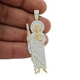 thumbnail image 2 of Baguette 22+ Grams Real Silver Saint Jude San Judas Jesus Pendant Charm + Chain Yellow Gold Finish, 2 of 4