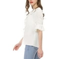 thumbnail image 5 of INSPIRE CHIC Women's Ruffled V Neck Puff Elbow Sleeve Semi-Sheer Chiffon Blouse XS White, 5 of 9