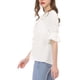thumbnail image 4 of Blusa de chiffon semitransparente con volantes en el cuello en V y mangas de globo para mujer Inspire Chic, talla 3XL, blanca, 4 of 8